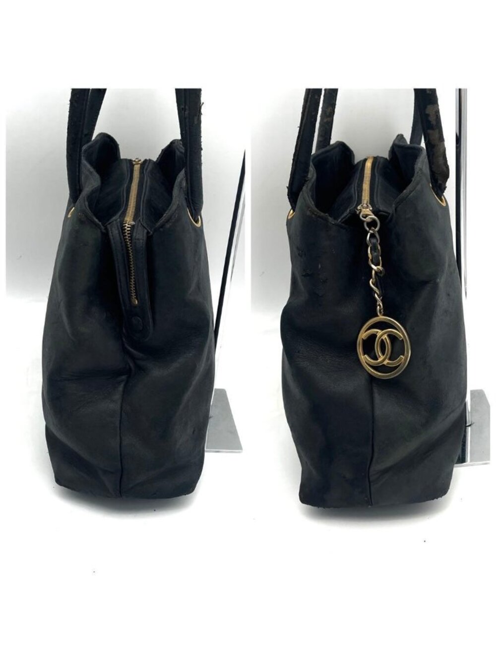 Chanel Lambskin CC Logo Tote Black Jumbo - Picture 5 of 9